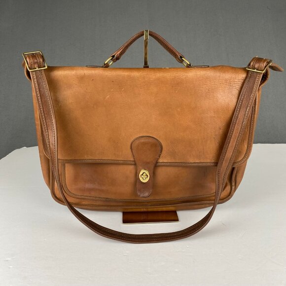 Coach LARGE 743 Vintage 70's Made in The United States Tobacco Leather Briefcase - Picture 1 of 16